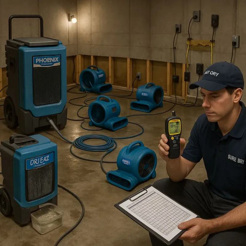 Structural Drying and Dehumidification process in West Concord, MA